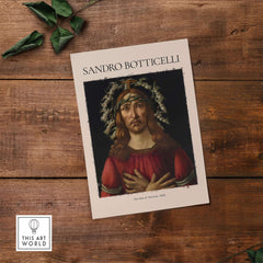 Botticelli Man of Sorrows Christ Art Print Religious Renaissance Painting Poster featuring Christ crowned with thorns.