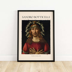 Botticelli Man of Sorrows Christ Art Print Religious Renaissance Painting Poster featuring Christ crowned with thorns.