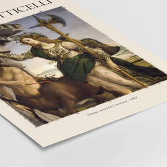 Botticelli Pallas and the Centaur Minerva Art Print Mythology Allegory Poster depicting Pallas taming a centaur.