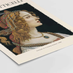 Botticelli Portrait of a Young Woman Simonetta Vespucci Art Print Renaissance Poster showcasing elegant profile and details.