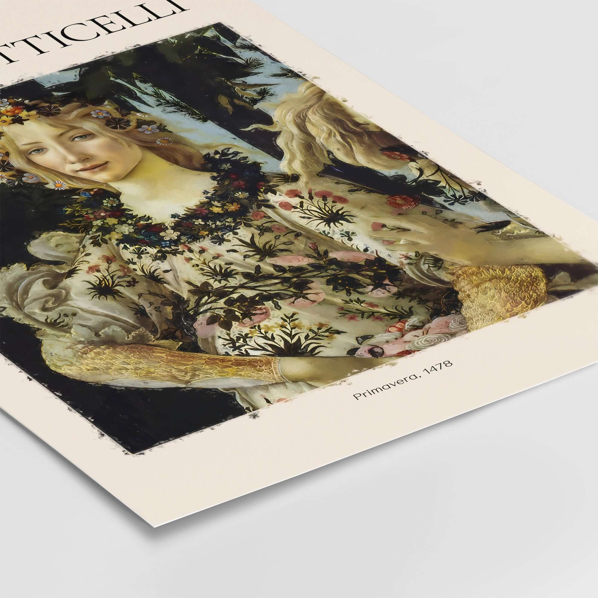 Botticelli Primavera Detail Flora Art Print Renaissance Allegory Spring Poster featuring Flora in floral gown.