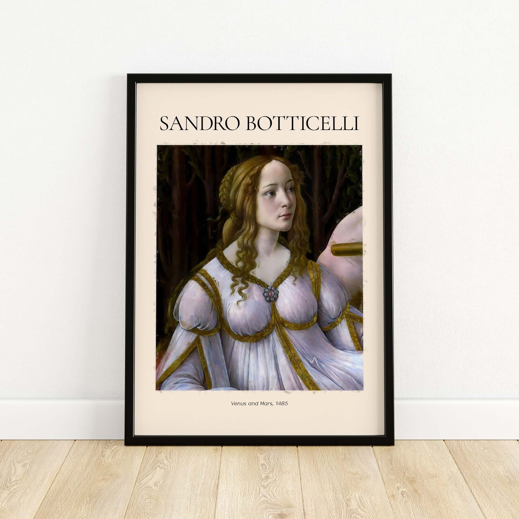 Botticelli Venus and Mars Detail Art Print Renaissance Portrait Poster Wall Art framed print of Venus from Botticelli's work.