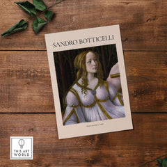Botticelli Venus and Mars Detail Art Print Renaissance Portrait Poster Wall Art featuring Venus from 1485.