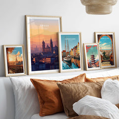 Braga Cathedral Rooftops View Print | Portuguese City Wall Decor showcased among other city prints.