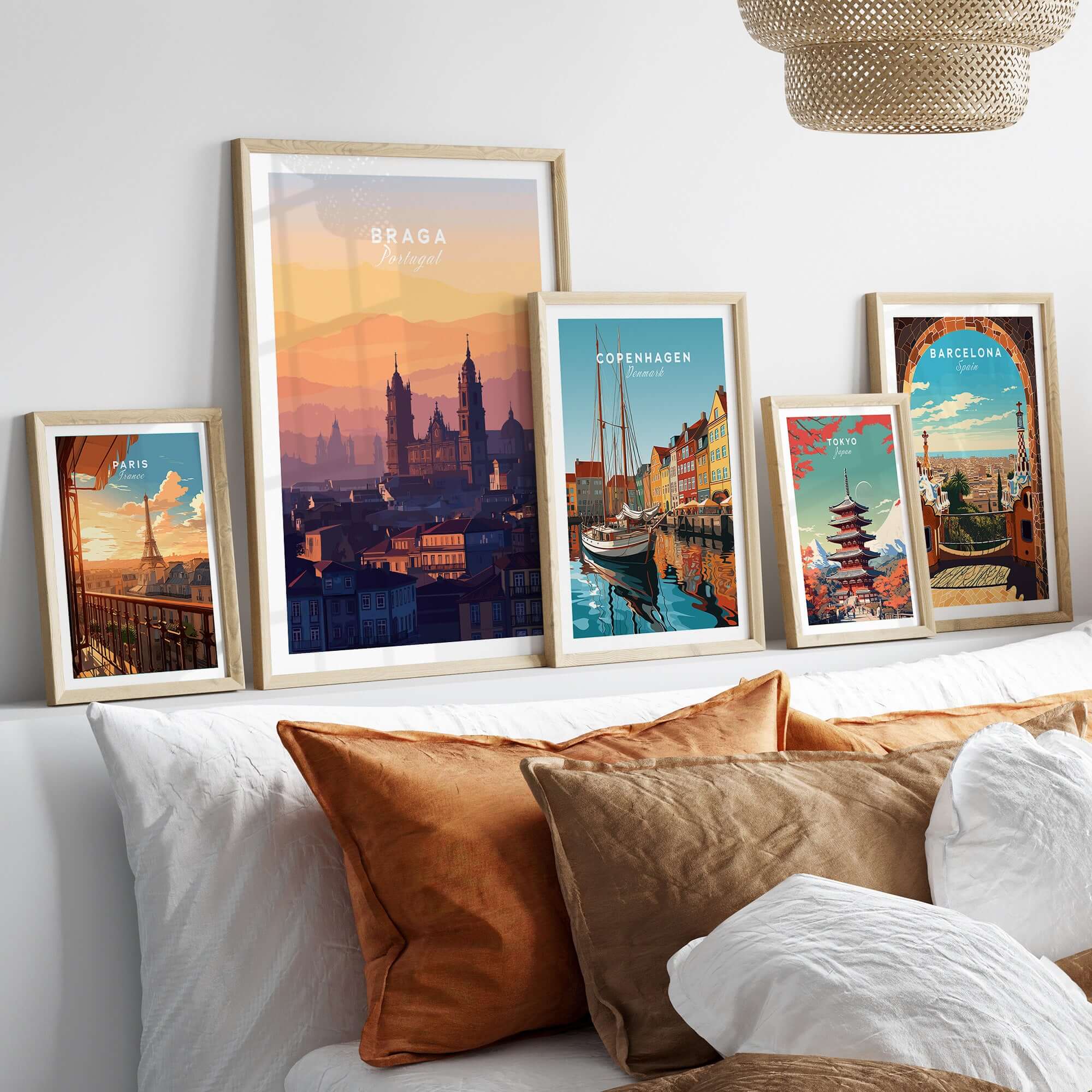Braga Cathedral Rooftops View Print | Portuguese City Wall Decor showcased among other city prints.