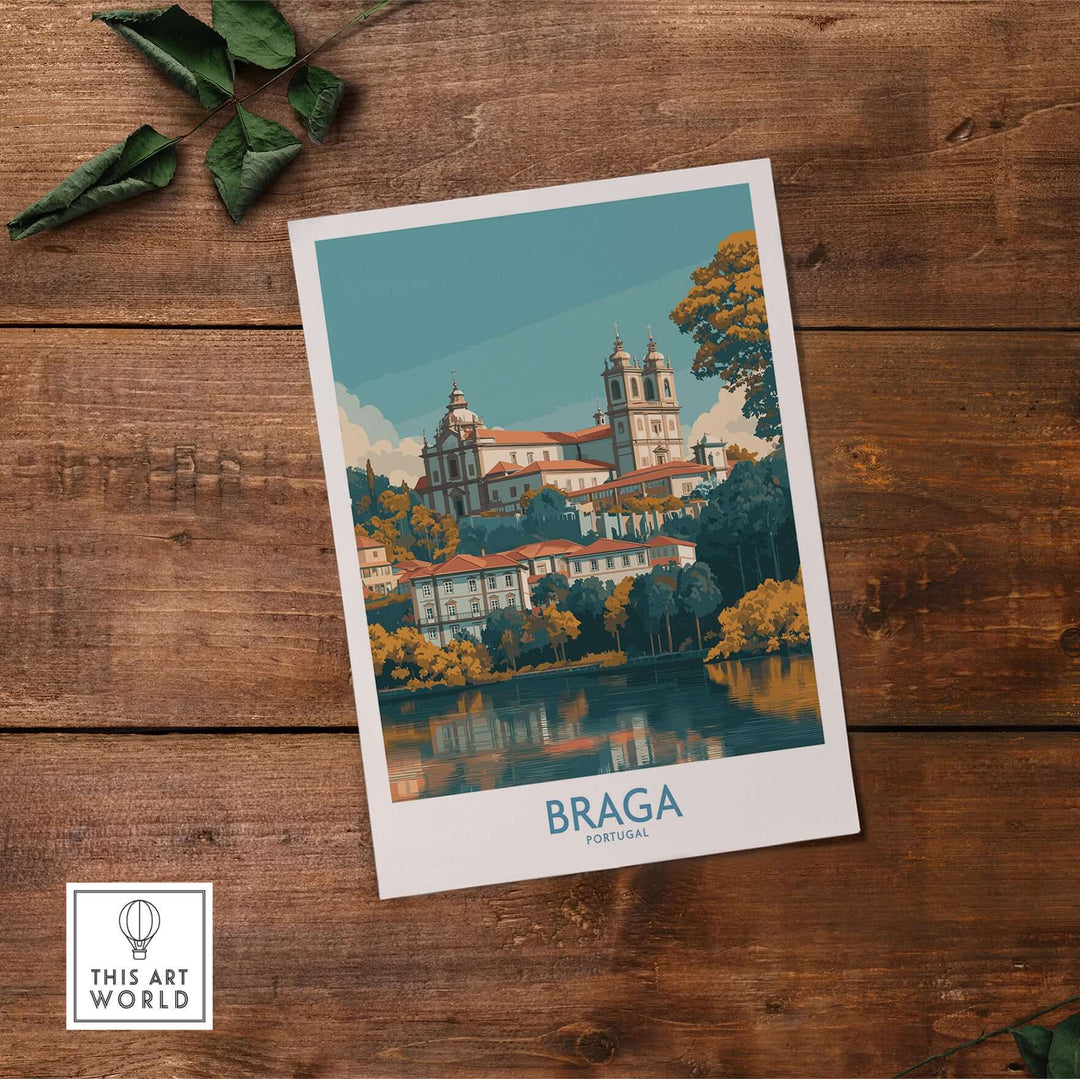 Braga Portugal Art Print | Travel Poster showcasing the beautiful cityscape and historic architecture of Braga.