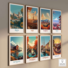 Braga Portugal Art Print | Travel Poster displayed among other iconic city art prints in a stylish gallery wall.