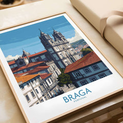 Braga Portugal Art Print | Cathedral City Poster showcasing the stunning architecture and beauty of Braga.