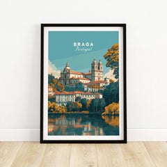 Braga Print | Portuguese Wall Decor showcasing a picturesque view of Braga, Portugal, framed and ready to enhance your home decor.