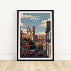 Braga Print | Portuguese Travel Wall Art featuring a scenic view of Braga, Portugal.