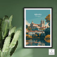 Braga Print | Portuguese Wall Decor featuring a scenic view of Braga, Portugal showcased in an artistic print.