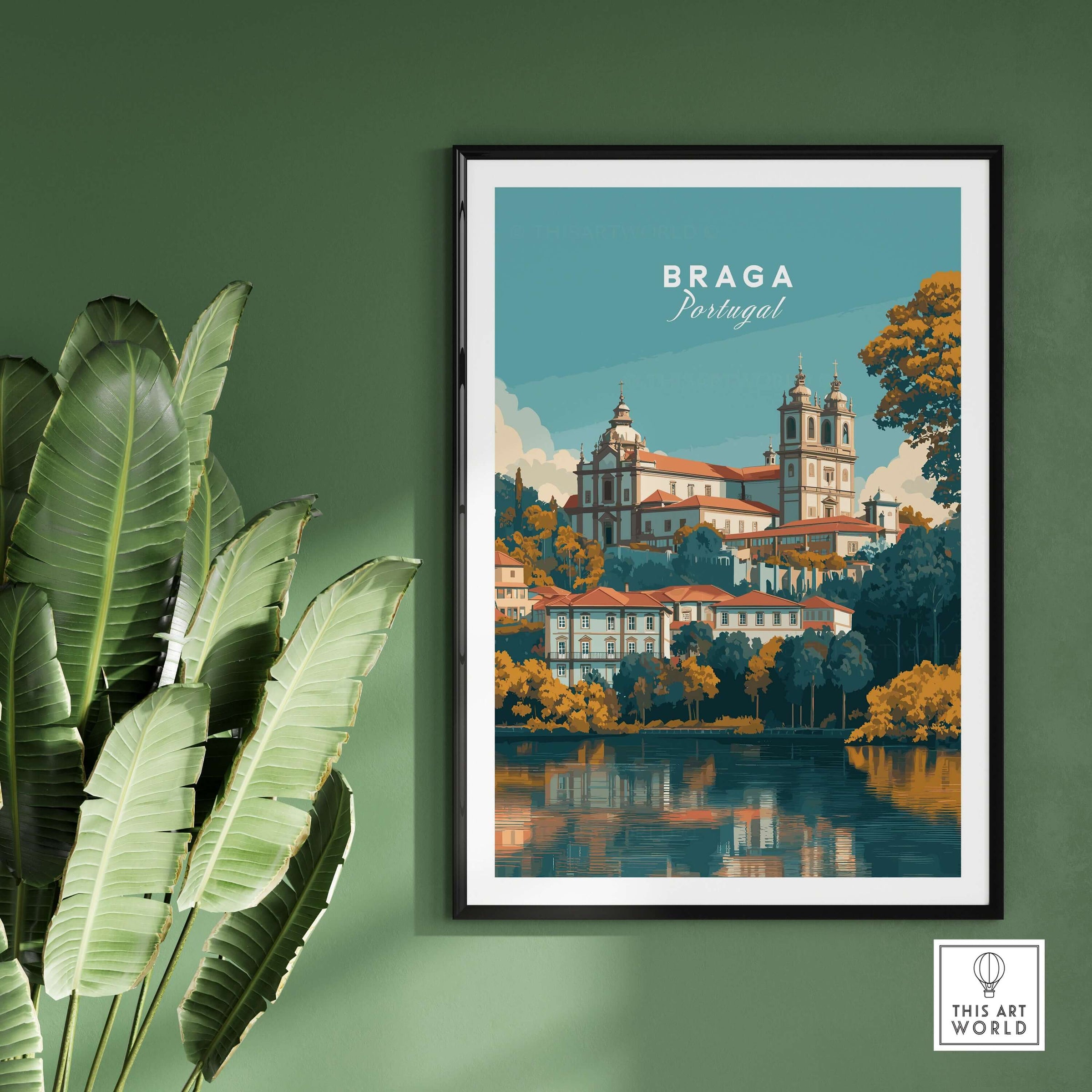 Braga Print | Portuguese Wall Decor featuring a scenic view of Braga, Portugal showcased in an artistic print.