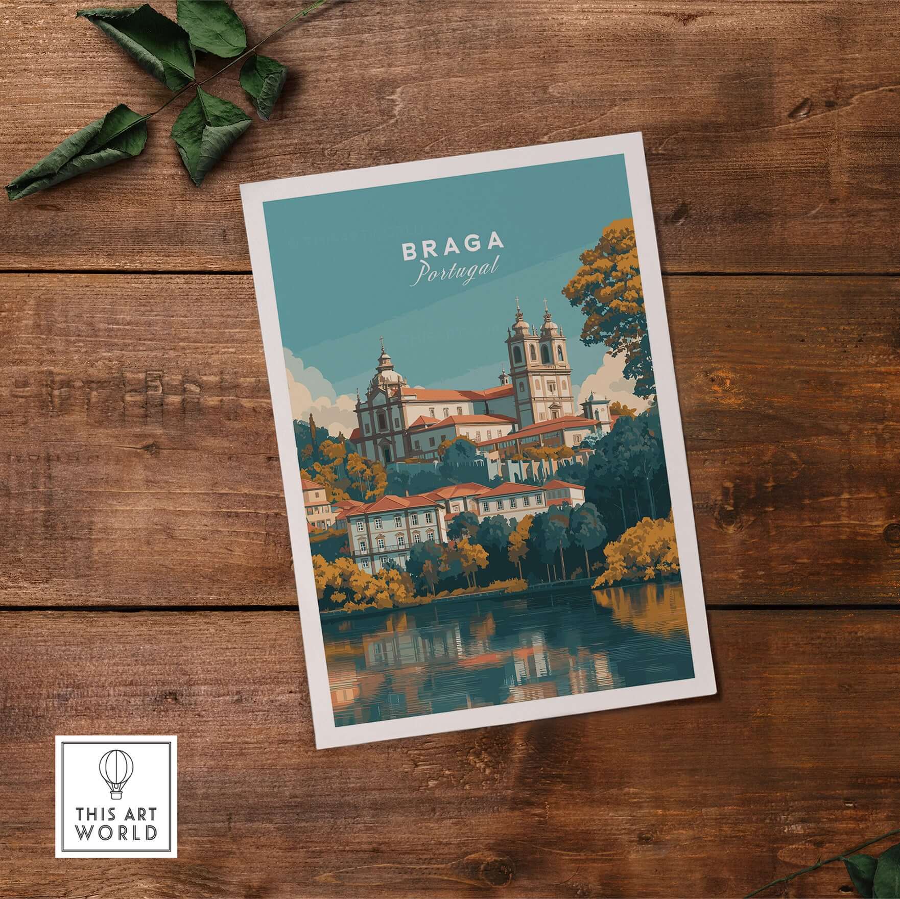 Braga Print | Portuguese Wall Decor featuring a scenic view of Braga, Portugal in artistic style.