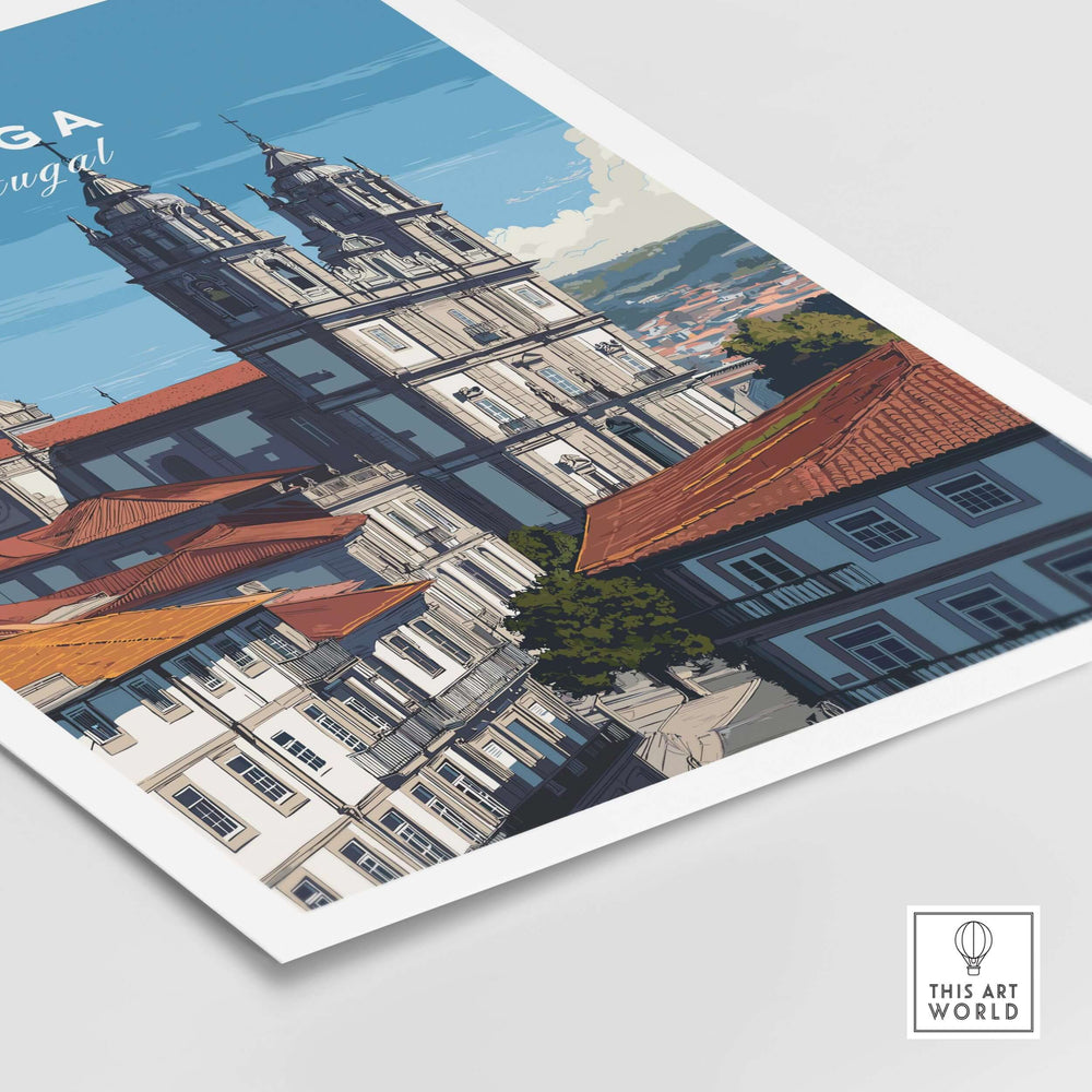 Braga Print | Portuguese Wall Decor showcasing a beautiful cityscape of Braga, Portugal.
