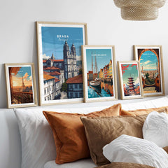 Braga Print | Portuguese Wall Decor displayed in elegant frames on a stylish wall, surrounded by cozy home accents.