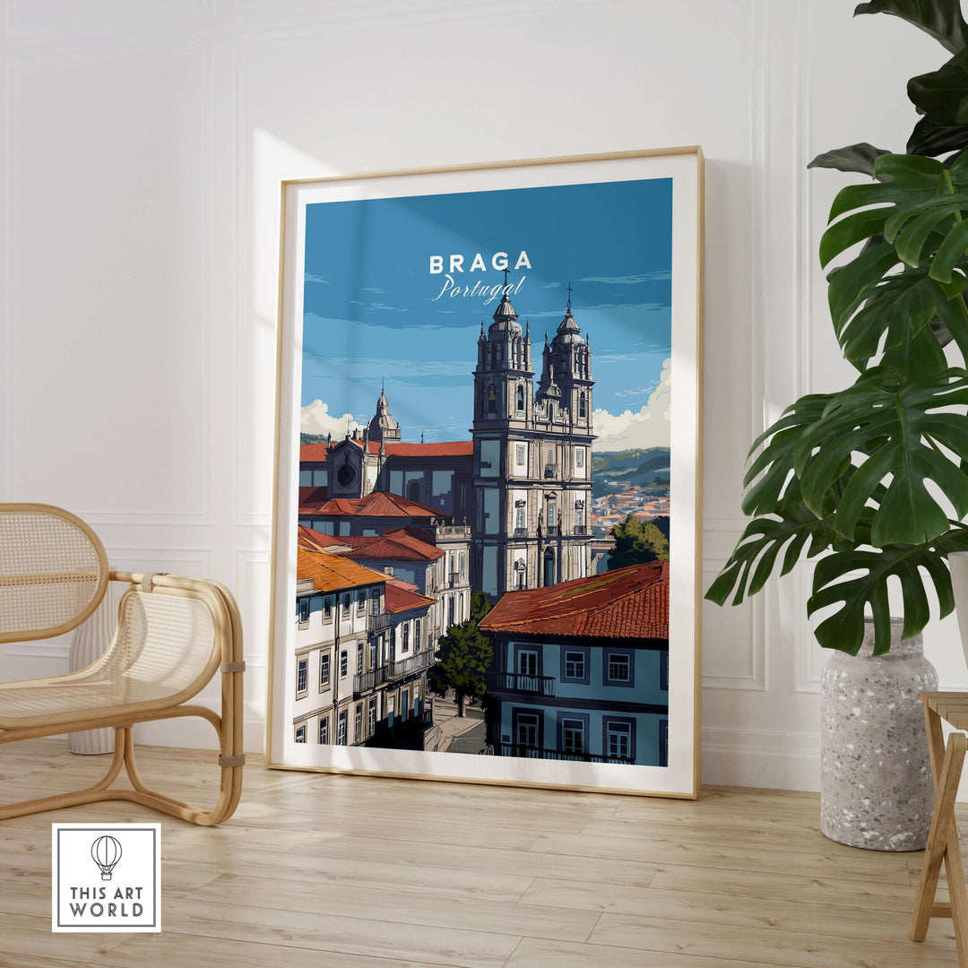 Braga Print | Portuguese Wall Decor showcasing beautiful architectural elements of Braga, Portugal in a stylish frame.