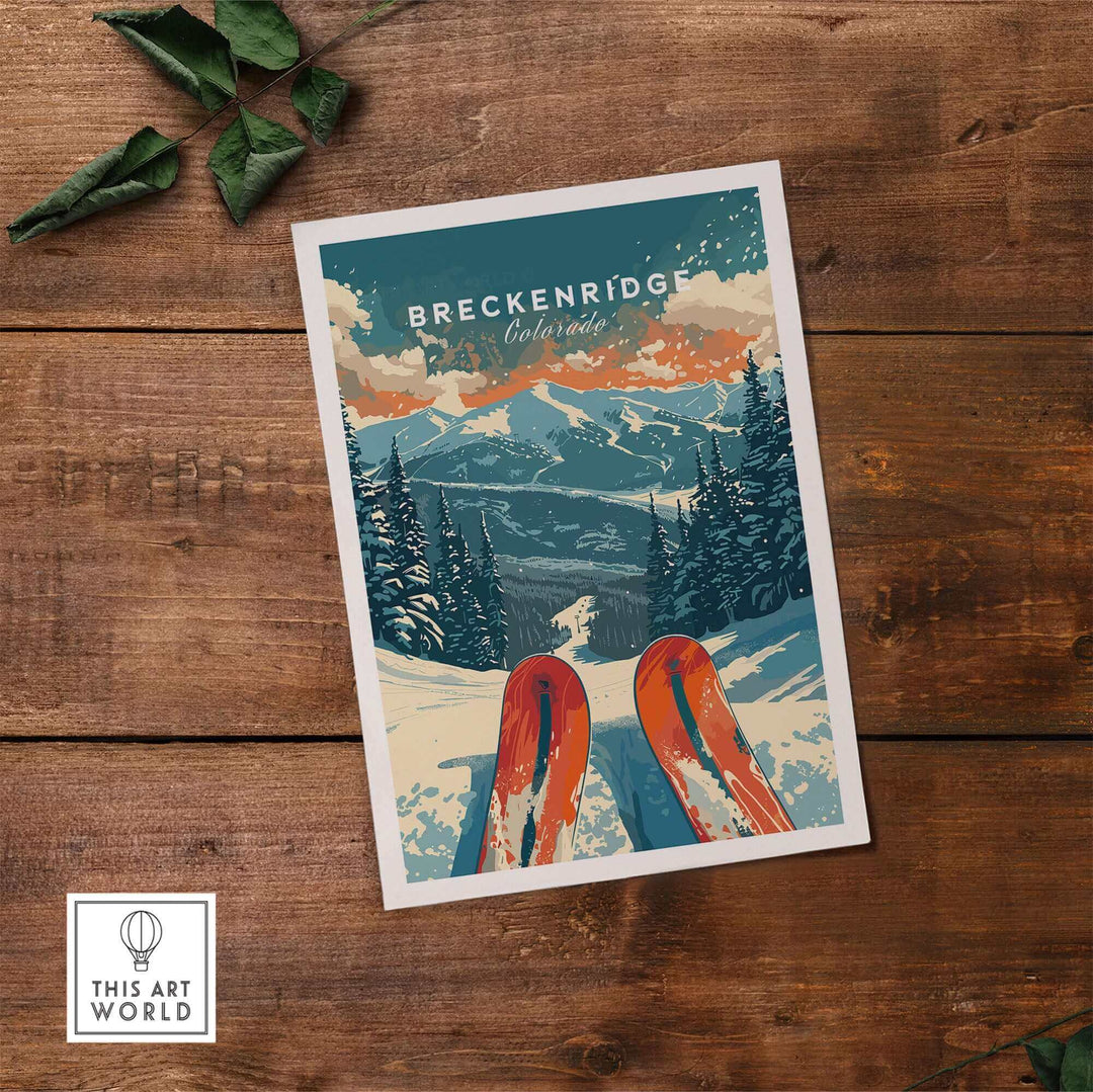 Breckenridge Print featuring ski art and mountains, capturing Colorado's adventurous spirit and beauty. Perfect for nature lovers.