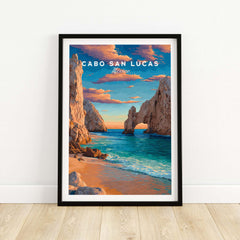 Cabo San Lucas Mexico Travel Print Sunset El Arco Poster Beach Wall Art Decor