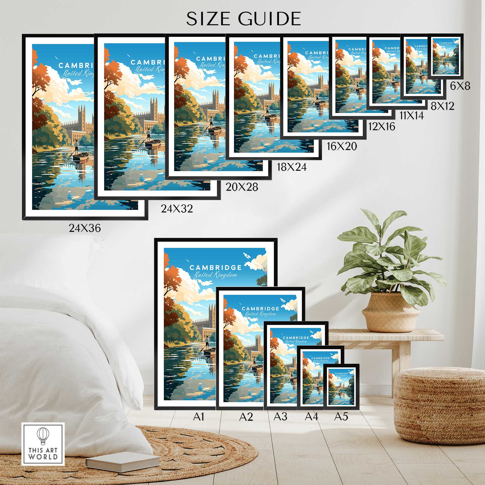 Cambridge Wall Art Print - United Kingdom Travel Poster-This Art World