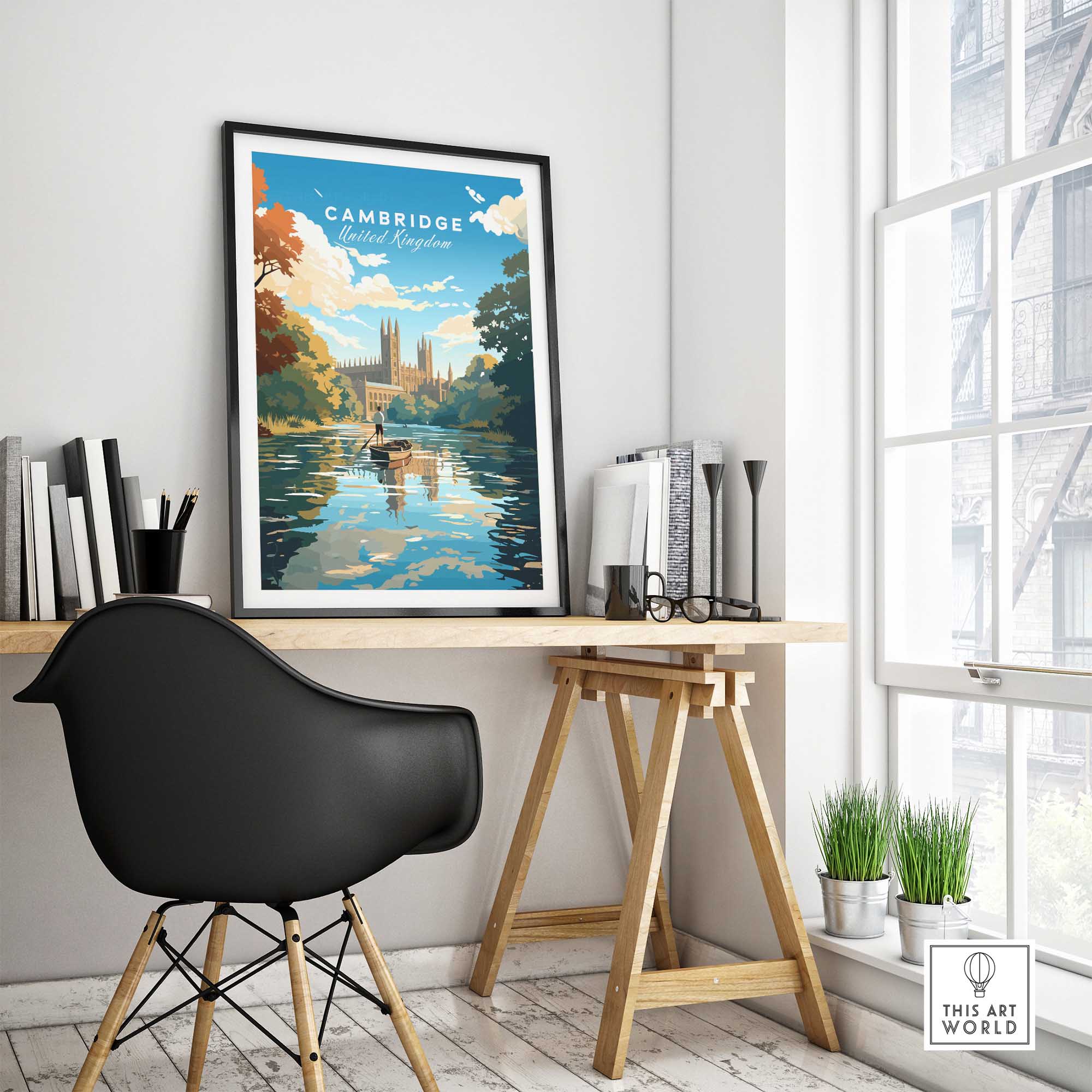Cambridge Wall Art Print - United Kingdom Travel Poster-This Art World