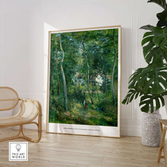 Exhibition Art Print Camille Pissarro Edge of the Woods Impressionist Landscape Poster Wall Art displayed in modern decor.