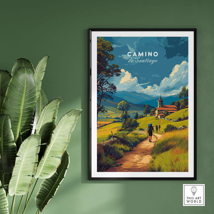 Camino de Santiago European Pilgrim's Trail Print | Hiking Route Wall Decor featuring a scenic hiking path and landscape.