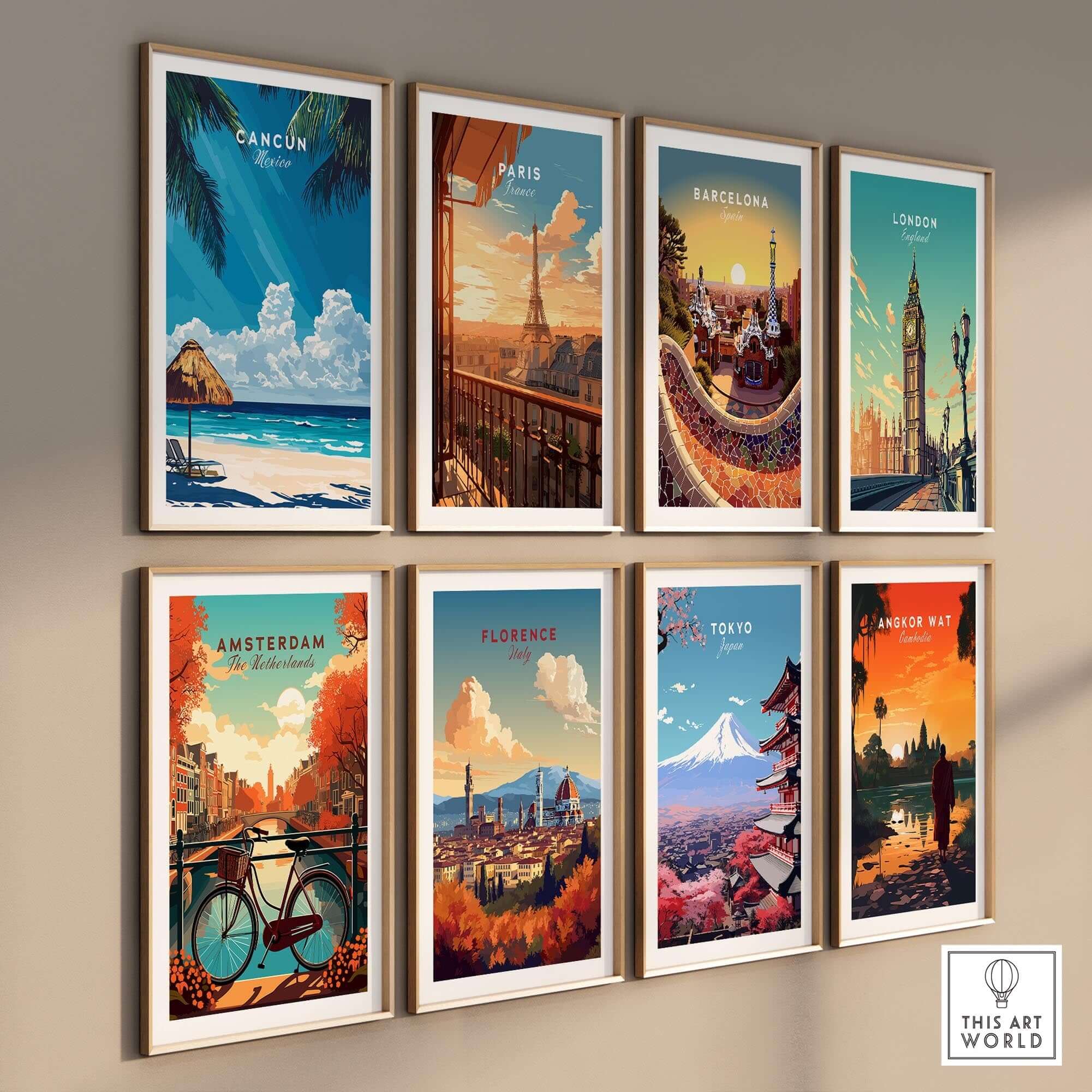 Cancun Wall Art featuring stunning beach scenes and travel destinations in vibrant framed prints.