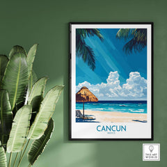 Cancun Wall Art Print featuring a beautiful beach scene with vibrant colors, perfect for tropical home decor.