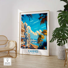Cannes Art Print showcasing a vibrant cityscape of Cannes, France, adding elegance to home decor.