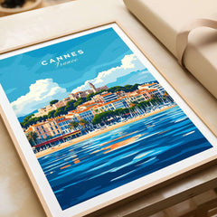 Cannes Print featuring vibrant coastal scenery of Cannes, France in stylish art print.
