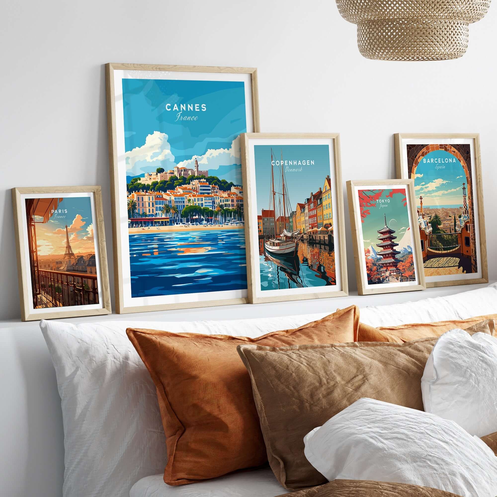 Cannes Print collection showcasing vibrant travel posters of Cannes, France and other iconic cities.