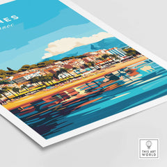 Cannes Wall Art featuring a vibrant depiction of Cannes, France, showcasing its iconic scenery and colorful waterfront.