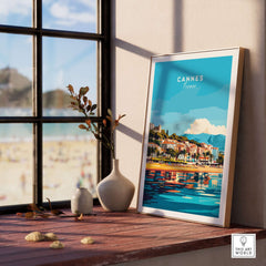 Cannes Wall Art featuring a vibrant depiction of the French city of Cannes, ideal for home decor.
