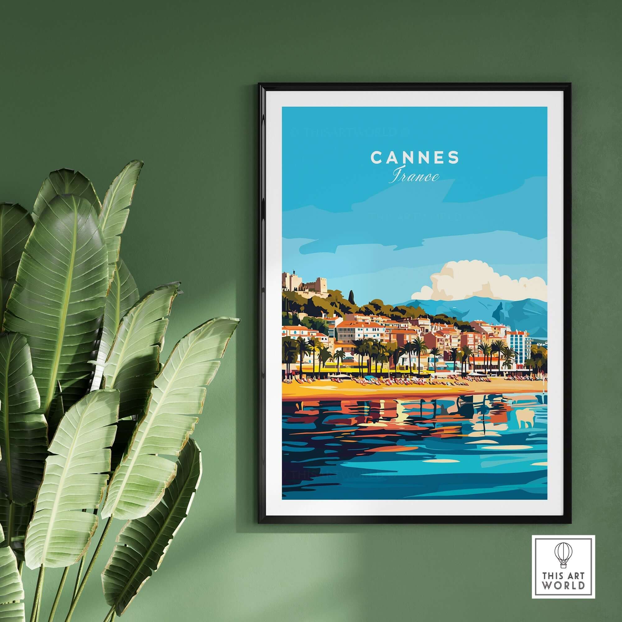 Cannes Wall Art featuring a vibrant depiction of Cannes, France, perfect for any home decor.