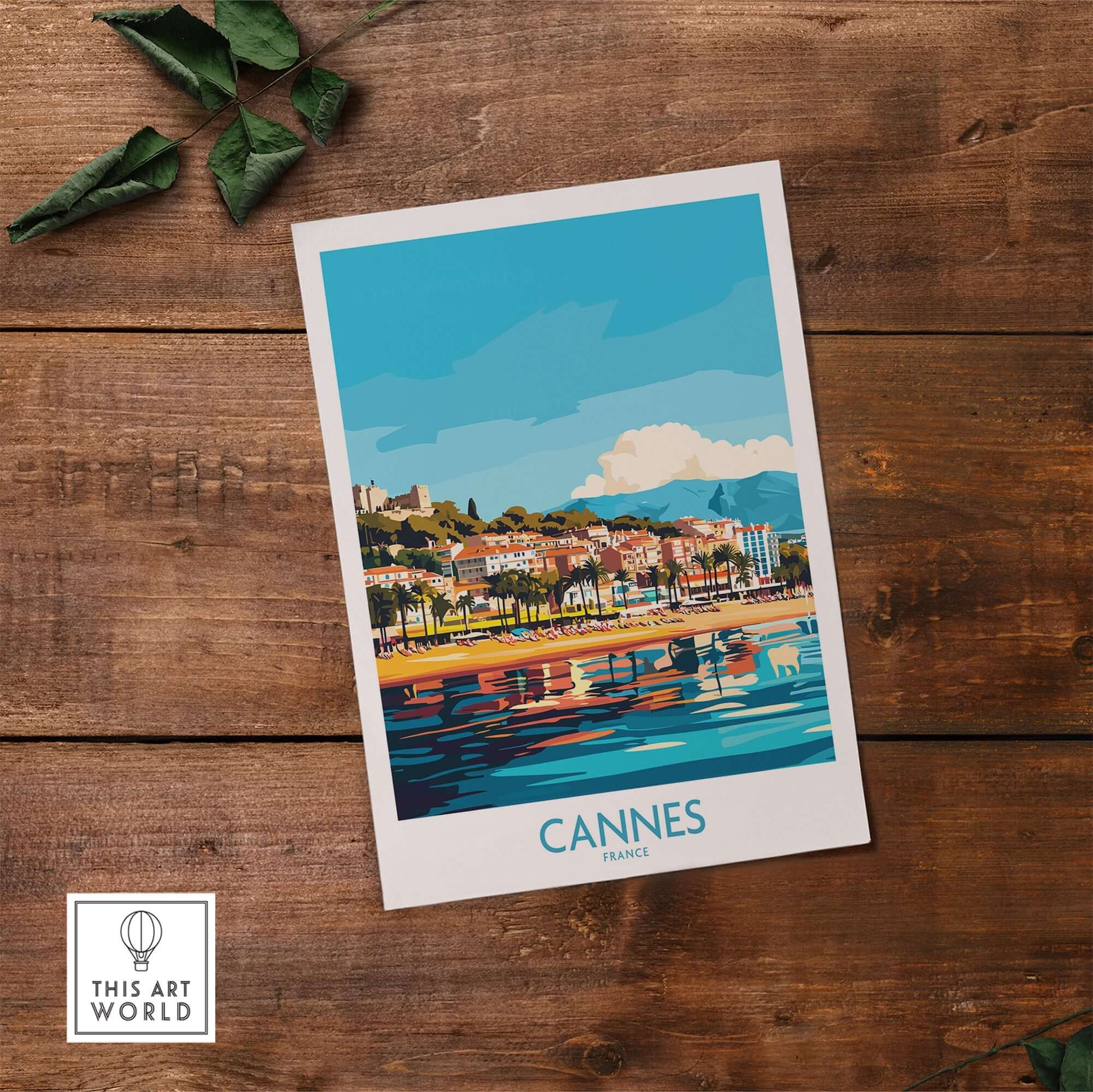 Cannes Wall Art Print featuring a vibrant depiction of the French Riviera scenery in stunning colors.