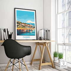 Cannes Wall Art Print featuring vibrant scenery, perfect for home decor that showcases the beauty of the French Riviera.