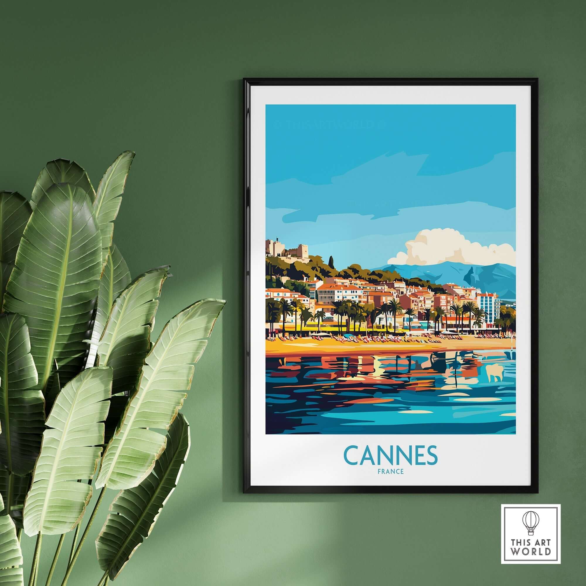 Cannes Wall Art Print showcasing vibrant colors and stunning scenery of the iconic French Riviera.
