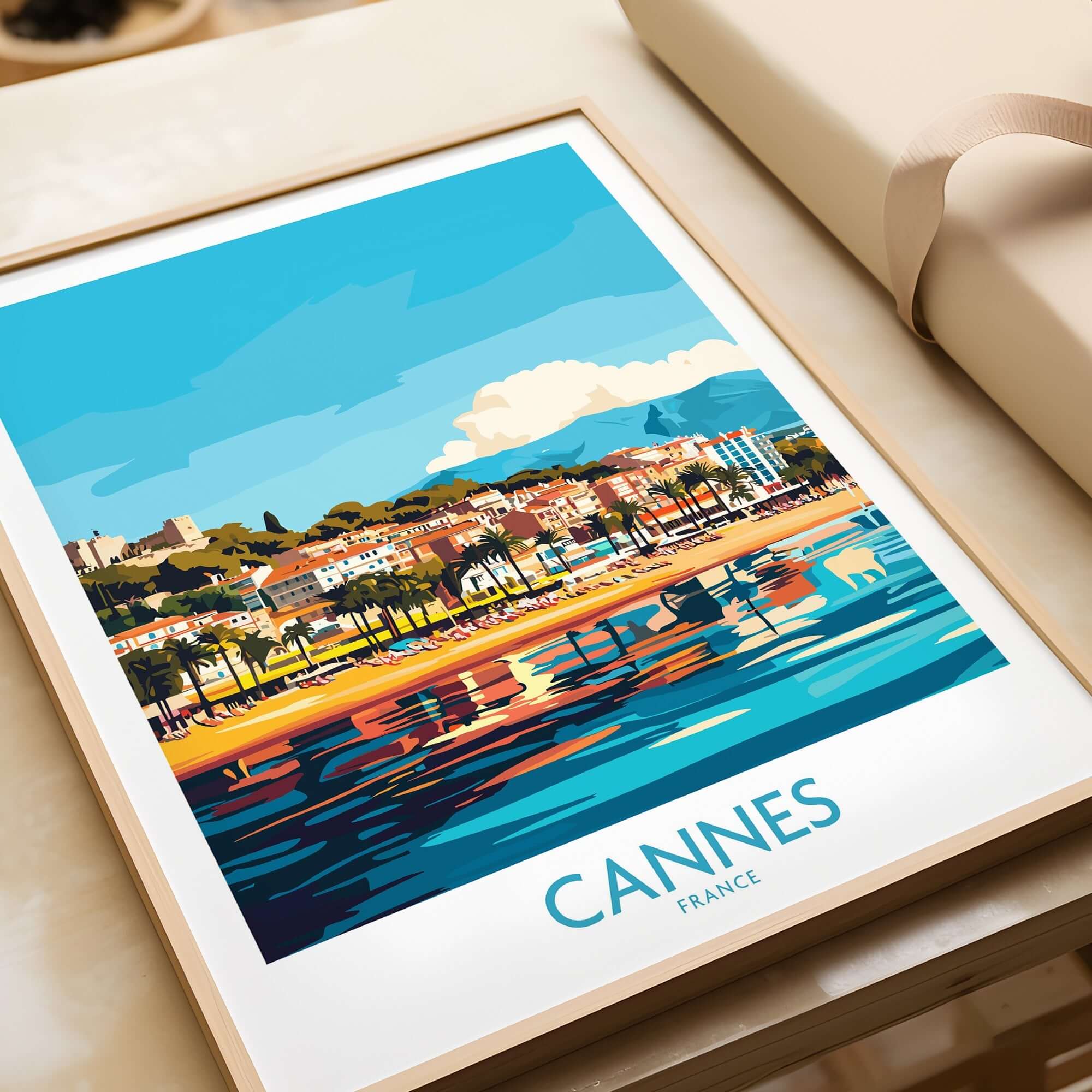 Cannes Wall Art Print showcasing vibrant scenery of the French Riviera, perfect for home decor.
