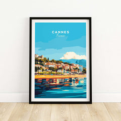 Cannes Wall Art depicting the picturesque streets and coastline of Cannes, France in vibrant colors.