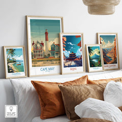 Cape May Historic District Wall Art - Coastal New Jersey Decor displayed in a modern living room setting.