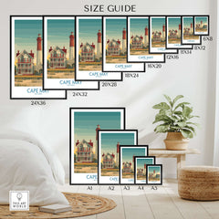 Cape May Historic District Wall Art - Coastal New Jersey Decor size guide showcasing various print sizes.