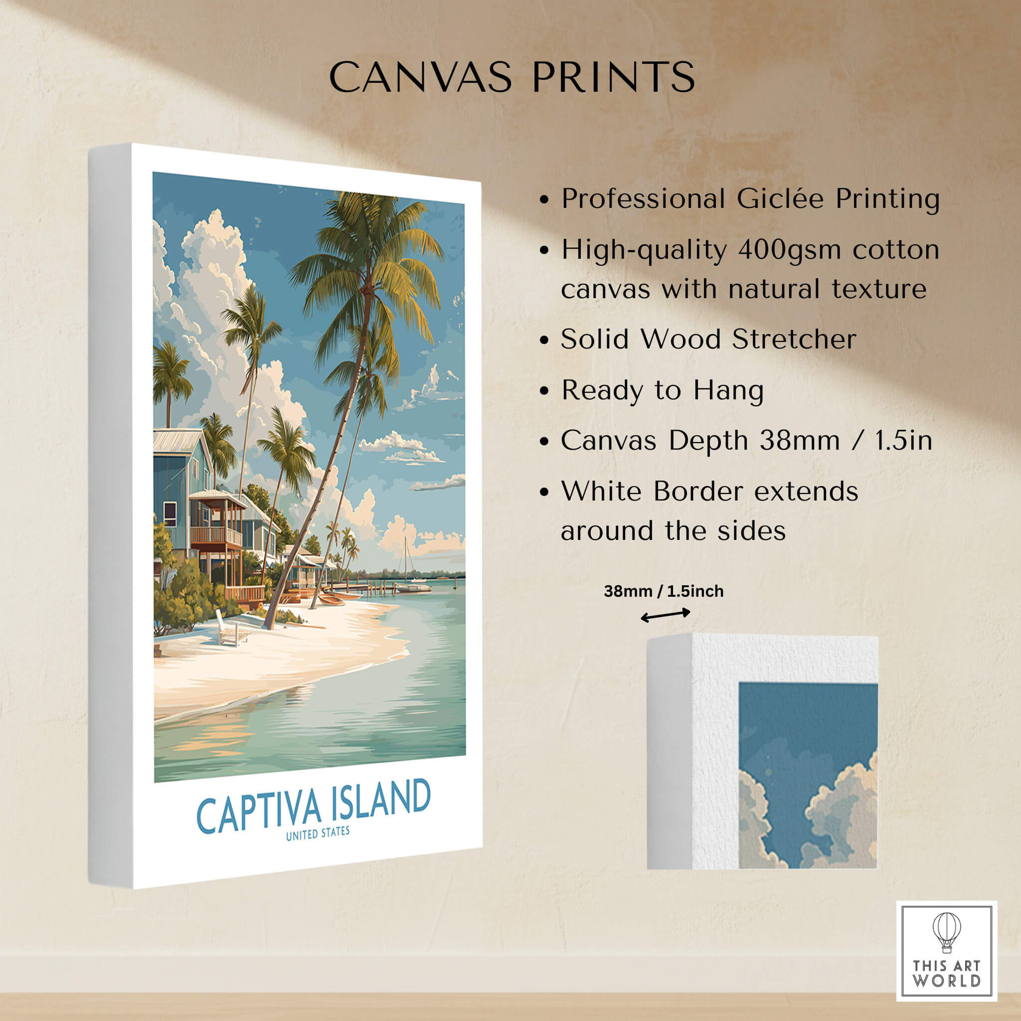 Captiva Island Florida Wall Art – Tropical Beachfront Print showcasing professional Giclée printing on canvas.
