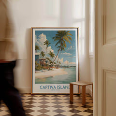 Captiva Island Florida Wall Art – Tropical Beachfront Print featuring palm trees and a serene beach scene.