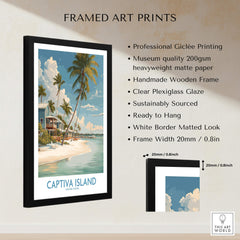 Captiva Island Florida Wall Art – Tropical Beachfront Print in a framed giclée print with a clear plexiglass glaze.