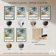 Framed Captiva Island Florida Wall Art – Tropical Beachfront Print options with multiple frame colors.