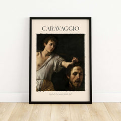 Caravaggio Art Print - David with the Head of Goliath Poster 1607 framed art print on wall