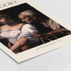 Caravaggio Art Print - Judith Beheading Holofernes Poster 1598 featuring dramatic details of the artwork.