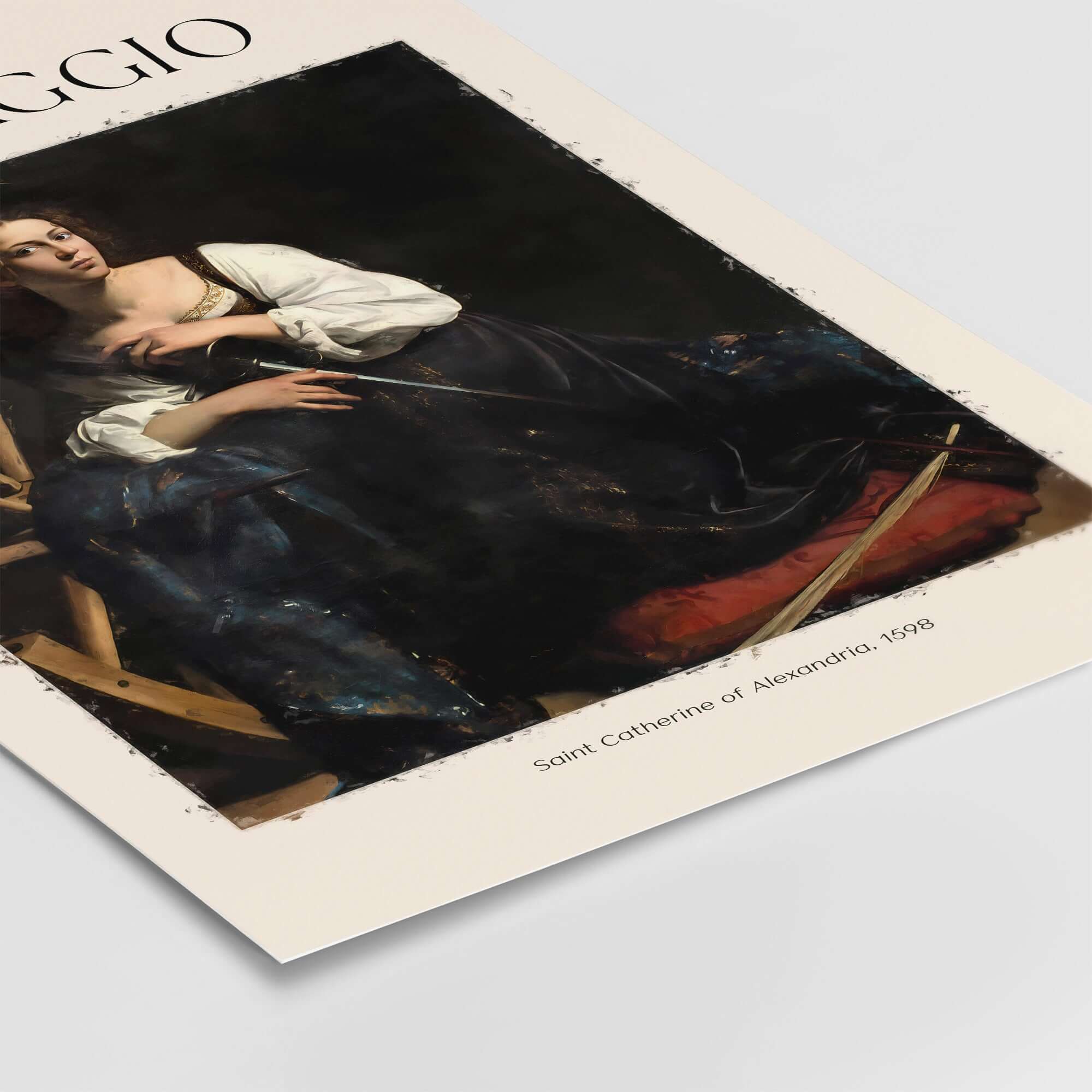 Caravaggio Art Print - Saint Catherine of Alexandria 1598 showcasing dramatic chiaroscuro in a Baroque masterpiece.
