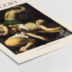 Caravaggio Art Print - Crucifixion of Saint Peter 1601 depicting the dramatic scene of Saint Peter's martyrdom.