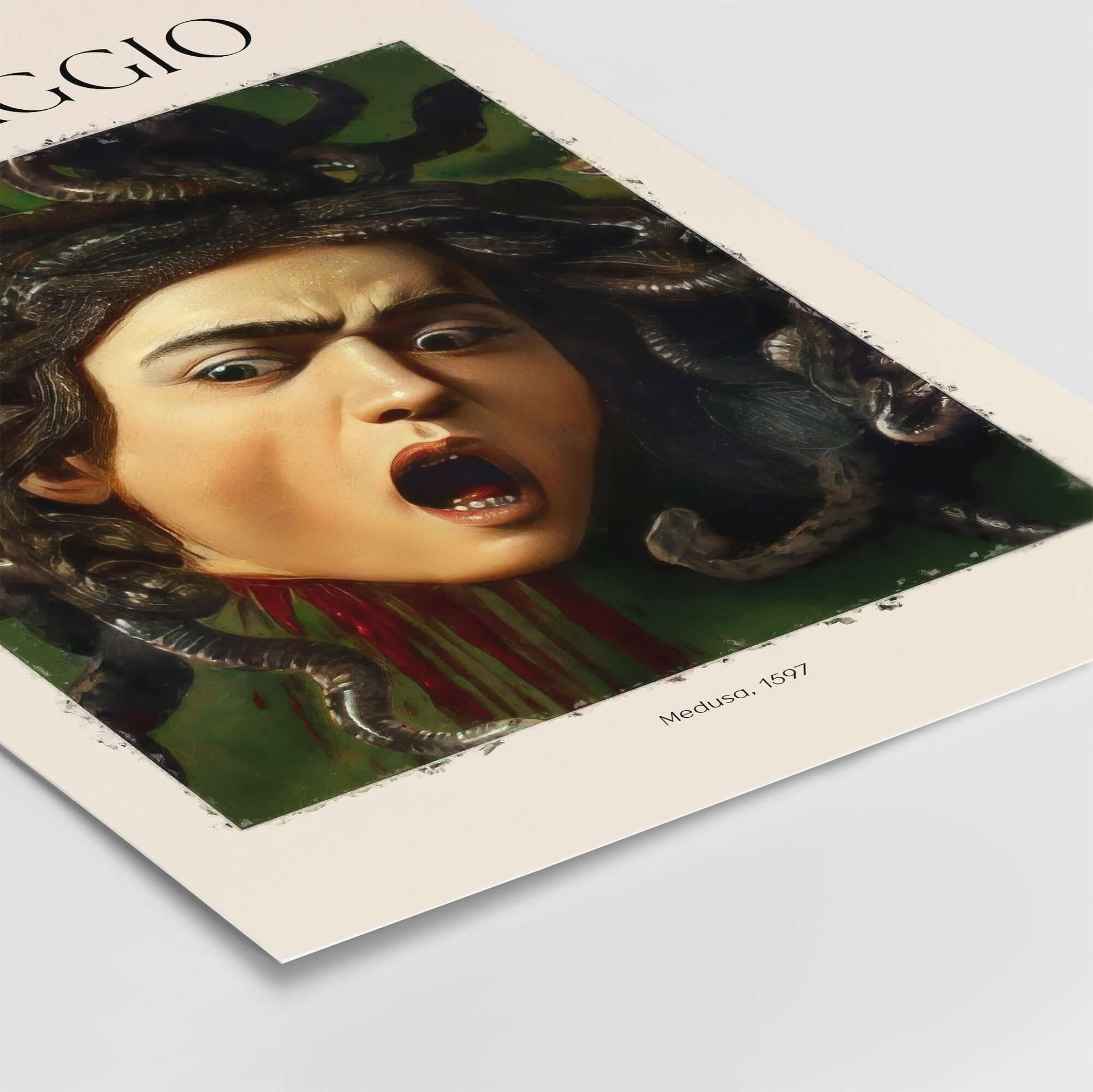 Caravaggio Art Prints - Medusa 1597 art print featuring the severed head of Medusa with snakes.